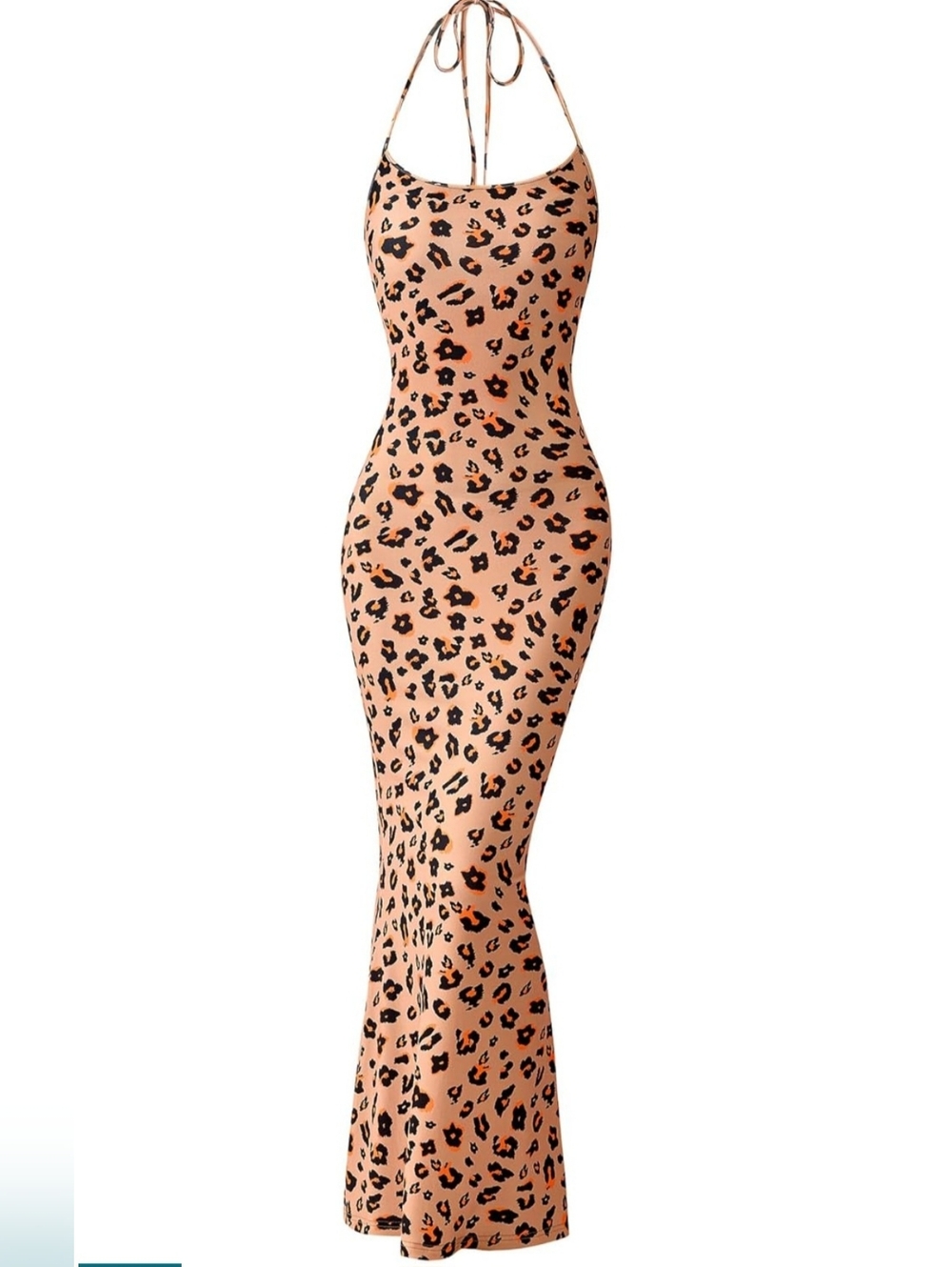 BNWT Leopard Print Slim Maxi Dress in Peach